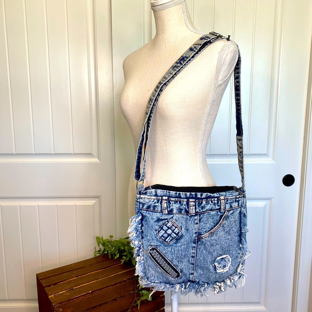 Cool Distressed Acid Washed Frayed Denim Purse